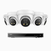 H800X - 4K 8 Kanal PoE Überwachungskamera-Set mit 5 Kameras, 1/1.8'' BSI Sensor, f/1.6 Aperture (0.003 Lux), alarmierung mit sirene und blitzlicht, 2CH 4K-Dekodierungsfunktion, personen- und fahrzeugerkennung, perimeterschutz